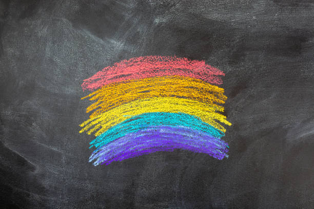 Pride flag drawn on chalk board stock photo
