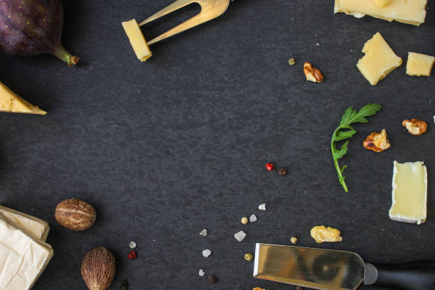 istock cheese, different types and forms (hard, soft, a lot of cheese product) healthy food concept. food background. copy space 1170884386
