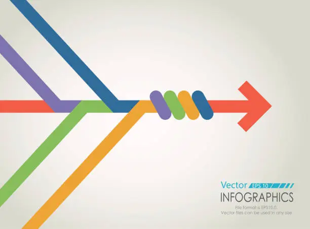 Vector illustration of Merge arrows infographic