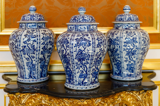 Three Chinese Porcelain Vases on shel