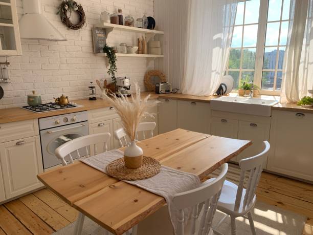 istock Wooden kitchen and dining room 1170896592