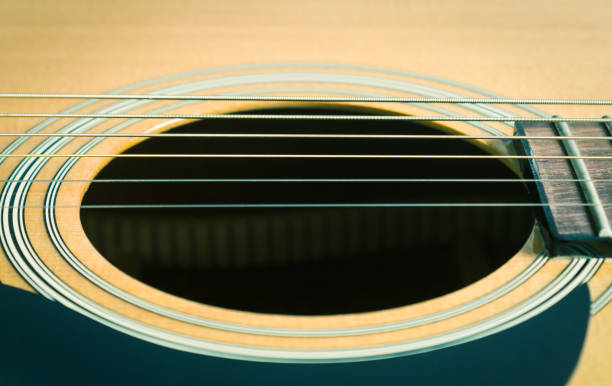 istock Sound Hole and Acoustic Guitar String in Vintage Tone 1170896693