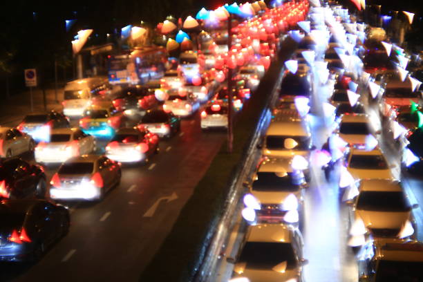 istock heavy traffic congestion in night time rush hour. 1170897778