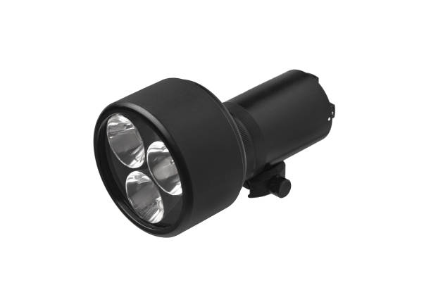 istock modern black metal flashlight isolated on white background 1170900525