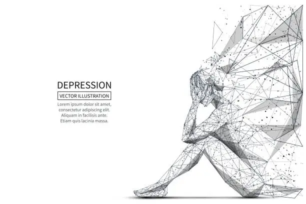 Vector illustration of Depression low poly banner template