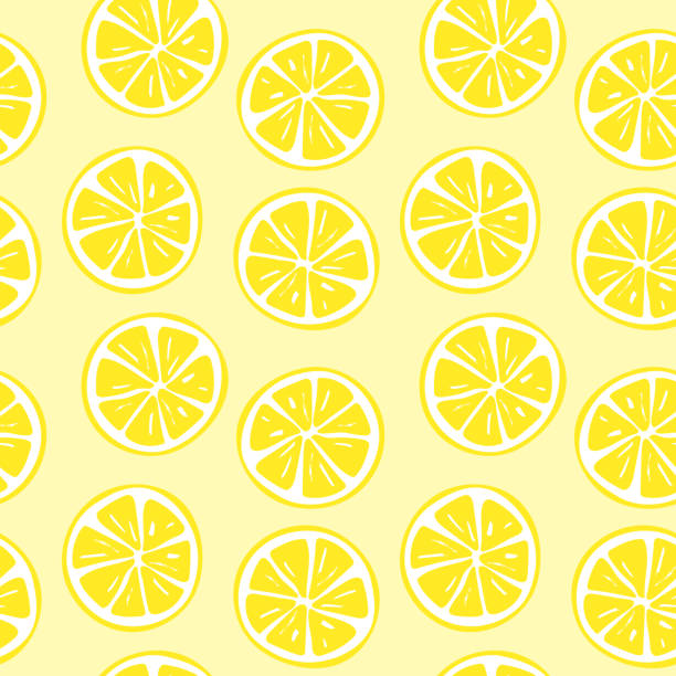 illustrazioni stock, clip art, cartoni animati e icone di tendenza di illustrazione del motivo a fette di limone senza cuciture - limonata