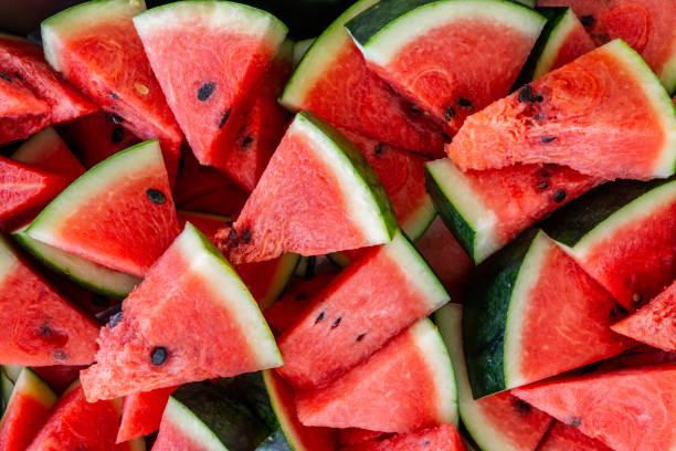 watermelon slices as background stock photo