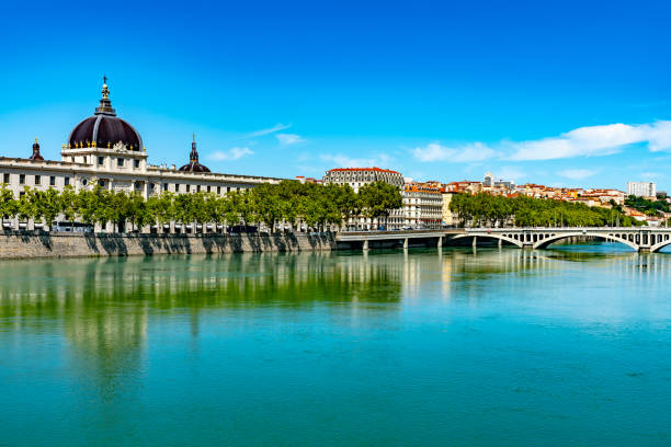 The banks of the Rhone at Lyon stock photo