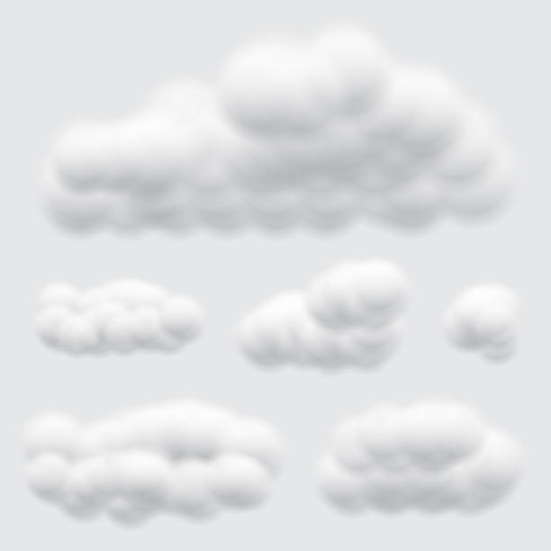 Virtual cumulus clouds vectors isolated on light gray background, Realistic Fluffy cubes like pure cotton wool Virtual cumulus clouds vectors isolated on light gray background, Realistic Fluffy cubes like pure cotton wool cotton cloud stock illustrations