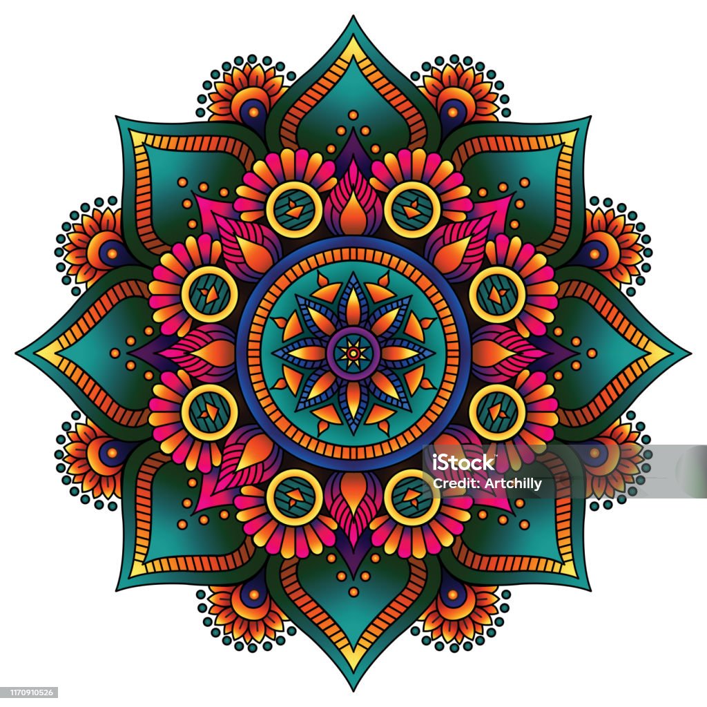 3d Mandala Rangoli Floral Diwali Design Stock Illustration ...