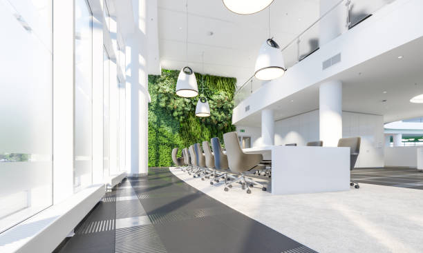 istock Green wall in meeting room 1170914095