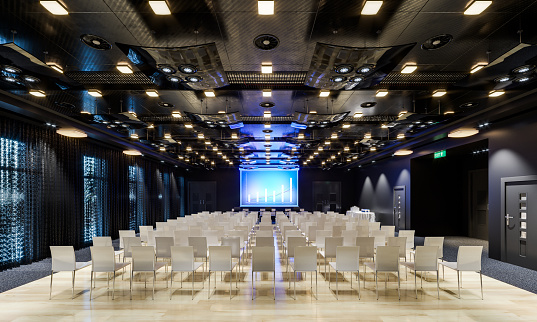 Large conference room in black and white style