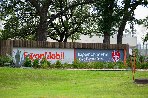Baytown, Texas - July 31, 2019: ExxonMobil Baytown Olefins plant in Baytown, near Houston, Texas, USA
