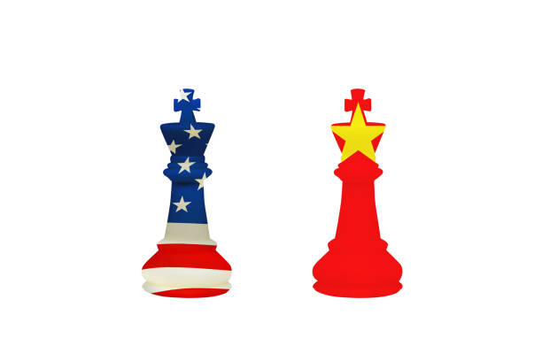 istock Business Competition Concept : USA and China chess pieces isolated on white background. 1170923422