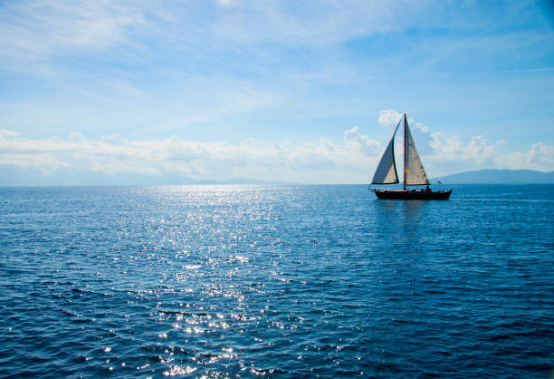 Yacth silhouette on the sea
