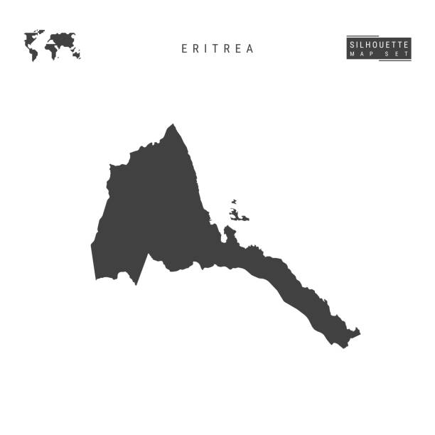 Eritrea Vector Map Isolated on White Background. High-Detailed Black Silhouette Map of Eritrea Eritrea Blank Vector Map Isolated on White Background. High-Detailed Black Silhouette Map of Eritrea. silhouette of a eritrea stock illustrations
