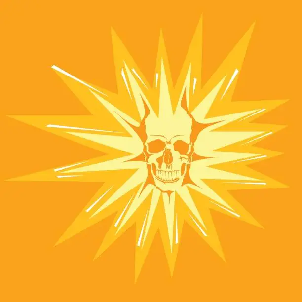 Vector illustration of Hot sun. Skull head