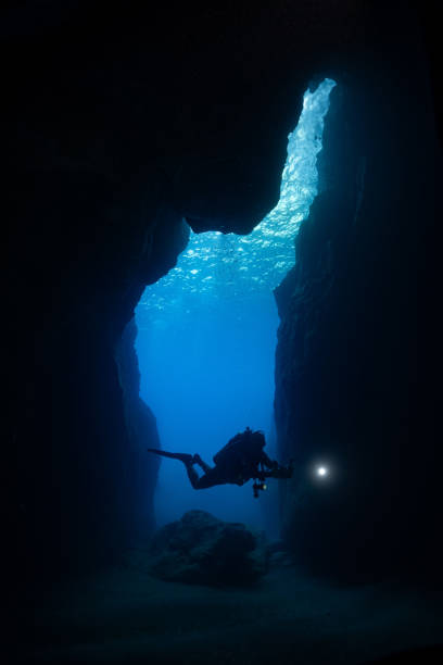 istock underwater photographer in underwater cave 1170932911