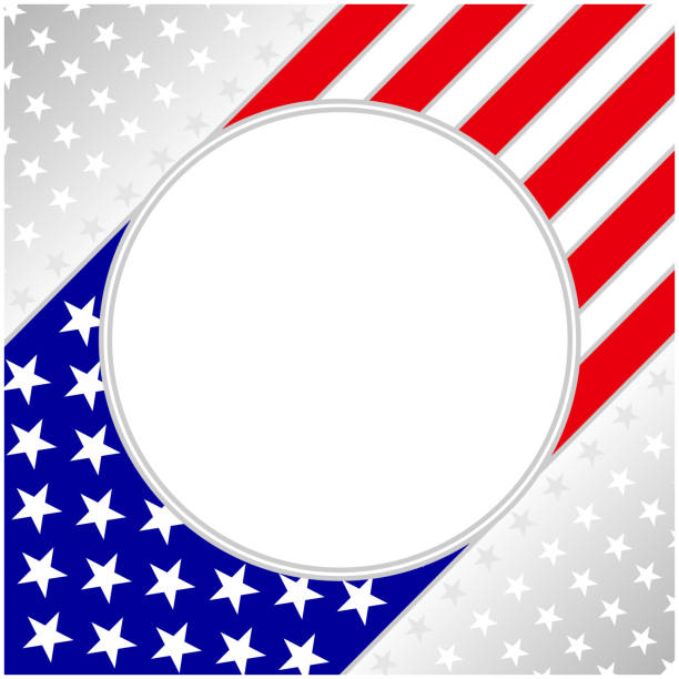 american symbolism background frame card American symbolism background card with round frame for text. american flag business cards stock illustrations