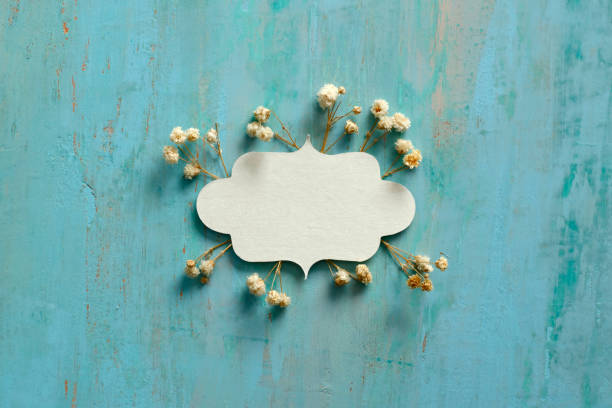 Flower background for holidays. Flat lay style. Copy space. Vintage