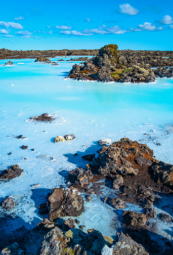 Grindavic, Iceland, view of the famous Blue Lagoon geothermal area