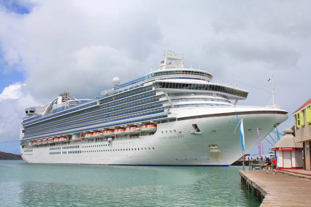 Saint John's, Antigua - February 19, 2014: Crown Princess cruise ship anchored in St John's, Antigua and Barbuda. Crown Princess is operated by Princess Cruises line