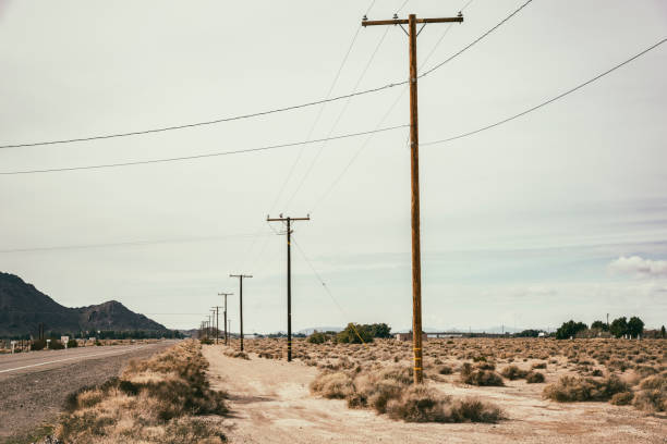 Long stretch of Route 66 in eastern San Bernadino County, California.