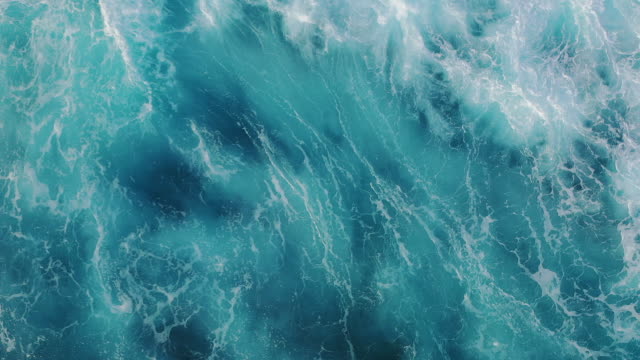 Drone View of the Ocean Waves Splashing