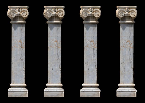 columns and capitals, gypsum moldings, wall textures and patterns - law column courthouse greek culture imagens e fotografias de stock