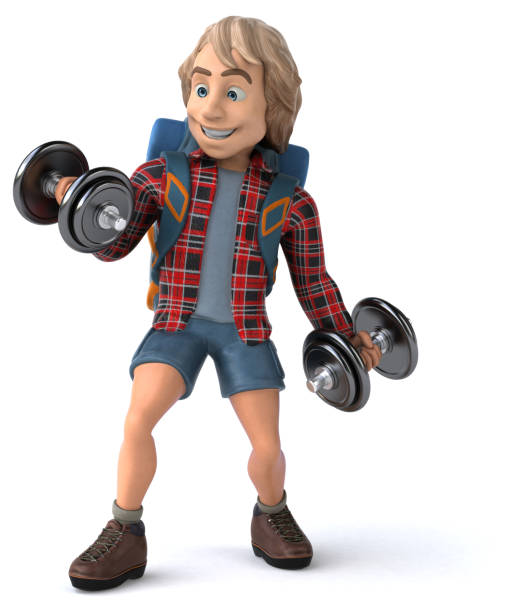 istock Man solo traveling backpacker - 3D Illustration 1170953000