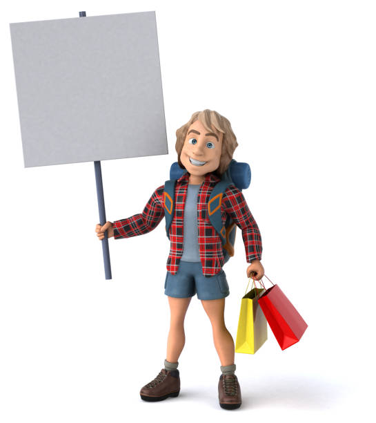 istock Man solo traveling backpacker - 3D Illustration 1170953035