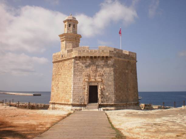 Main Facade Of The Castle Of San Nicolas In Citadel On The Island Of Menorca. stock photo
