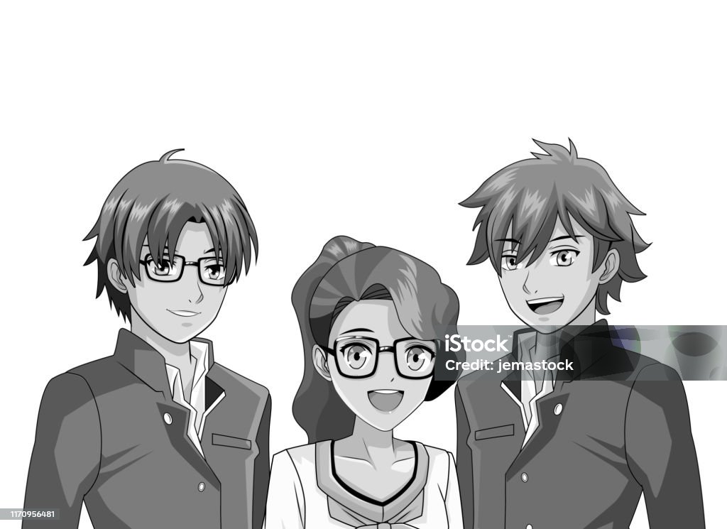 Ilustración de Manga Anime Amigos Dibujos Animados y más Vectores Libres de  Derechos de Adulto - Adulto, Adulto joven, Amistad - iStock