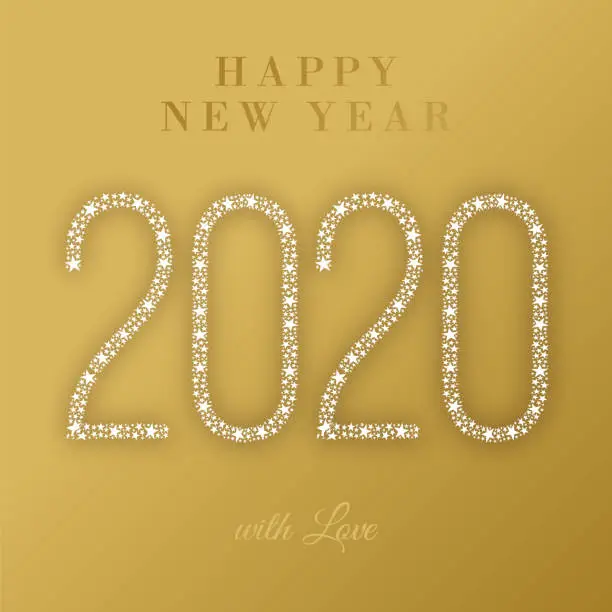 Vector illustration of 2020 - Happy New Year Greeting card. Winter holiday design template.