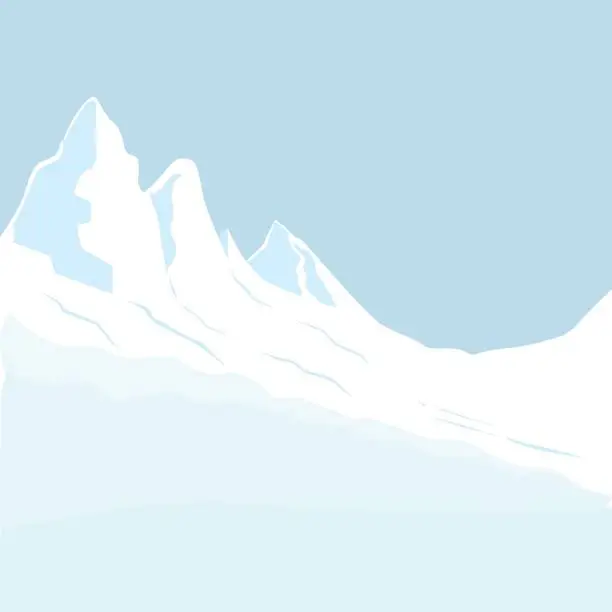 Vector illustration of Skiing in the mountains