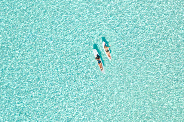 istock Two Women on Paddle Board in Blue Ocean 1170961952