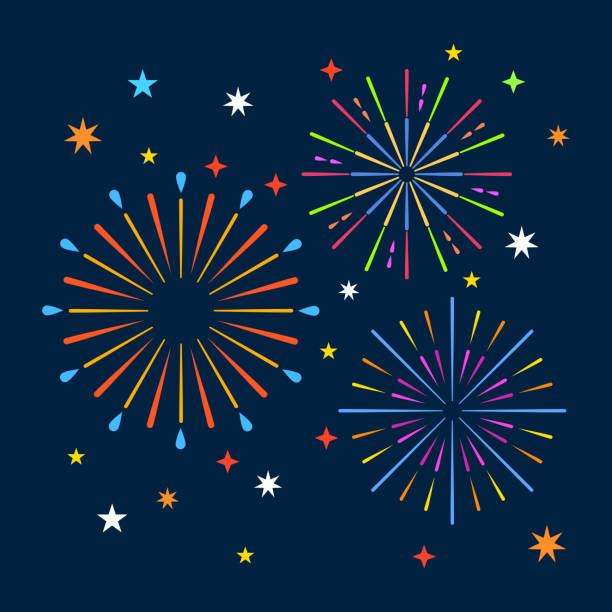 ilustrações de stock, clip art, desenhos animados e ícones de fireworks - independence spark fire flame