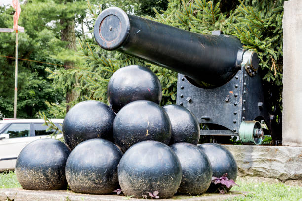 istock Black Cannon And Stack Of Cannon Balls 1170964778