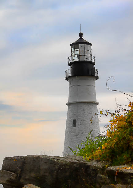 Rugged coastline near the Portland Head light house, Cape Elizabeth, Maine