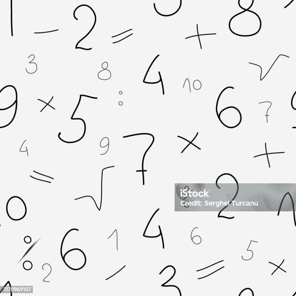 Numeric Patterns Signs Seamless Pattern Of Numbers And Arithmetic Symbols On A Light ...