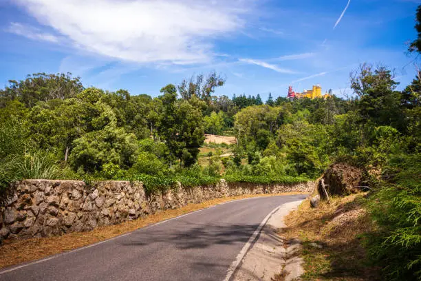 Photo of Road leads to Pena Palace atop the hills of Sintra, Portugal