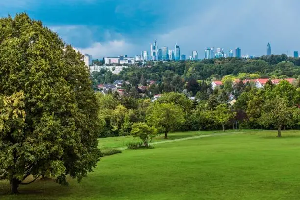 CIty of Frankfurt. Scenic Metro Park and the Stormy Summer Weather. Frankfurt am Main. Hesse State Germany.