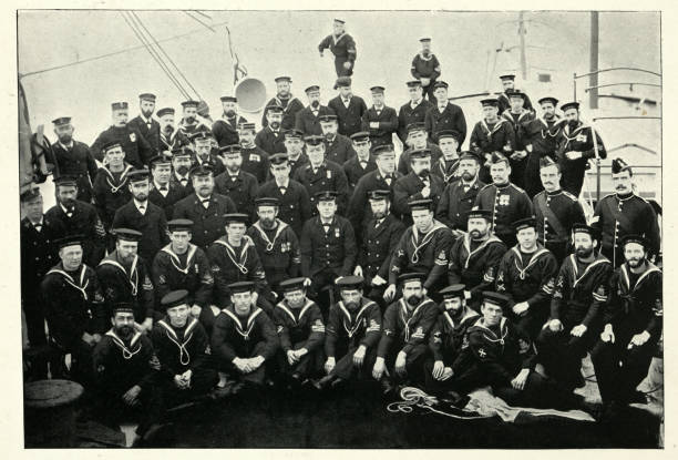 Vintage photograph of Royal Navy petty officers HMS Blake, 19th Century