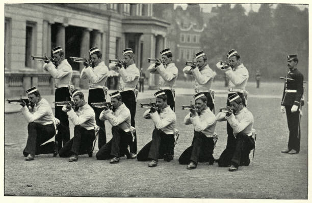 British army Coldstream Guards rifle practice, 19th Century