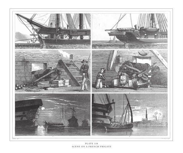 istock Scene on a French Frigate Engraving Antique Illustration, Published 1851 1170995739