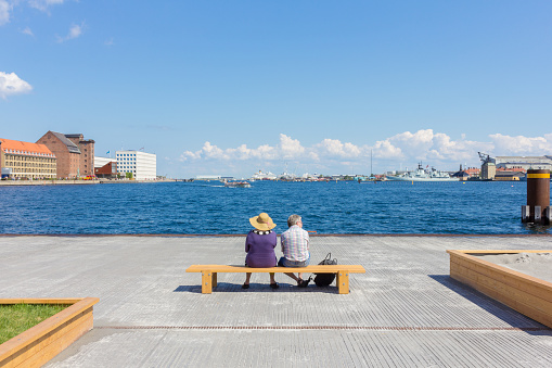 Senior couple enjoying a relaxing summer day, Copenhagen.