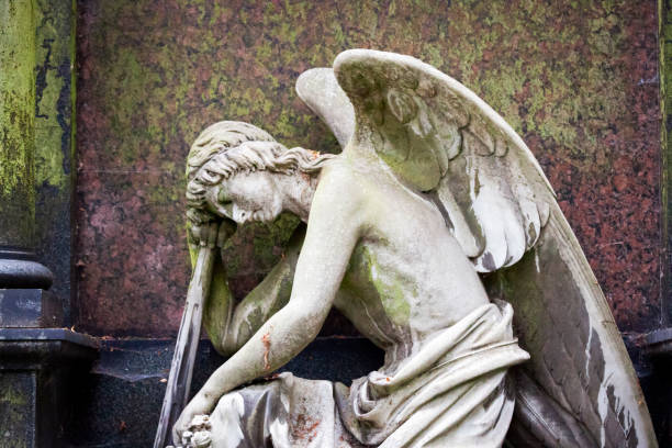 beautiful historic relief at a cemetery - photo