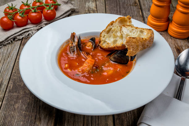 istock tomato soup with mussels 1171008807
