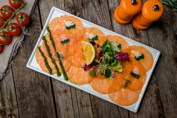istock Salmon carpaccio on a plate 1171008837