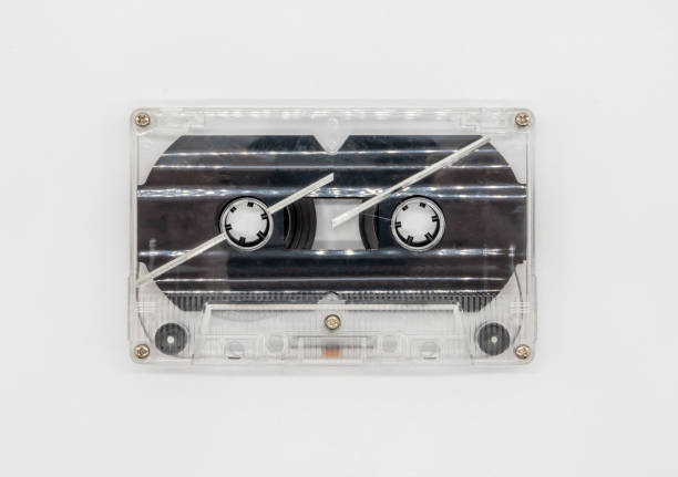 istock Vintage clear plastic casette tape isolated on white background. 1171015525